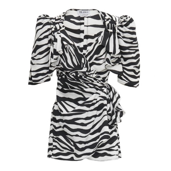 NEW THE ATTICO PAT ZEBRA PRINT MINI DRESS - Picture 1 of 14